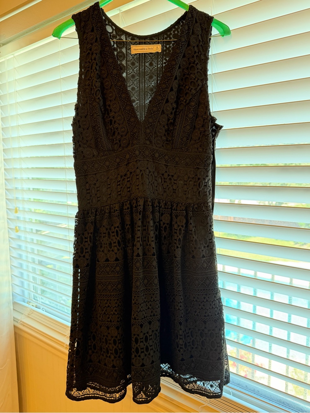 Abercrombie & Fitch Black Crochet Lace V-Neck Mini Dress